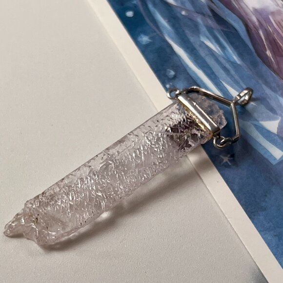 Mystical Quartz Pendant in Sterling Silver and Tourmaline Gemstone - Picture 5 of 8